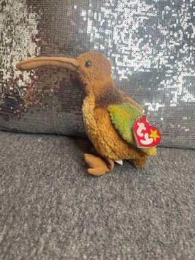Beak The Kiwi: Ty Plush Kiwi Bird in Brown with Green Wings